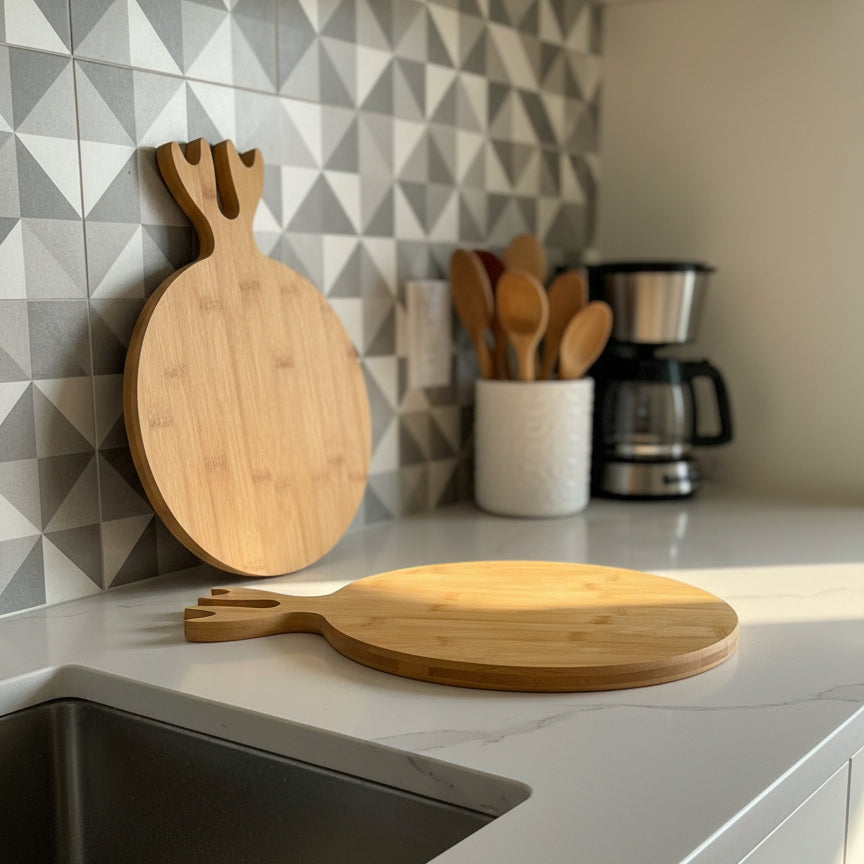 Inttox-🍈 Planche à découper en bambou en forme de grenade 2 piece