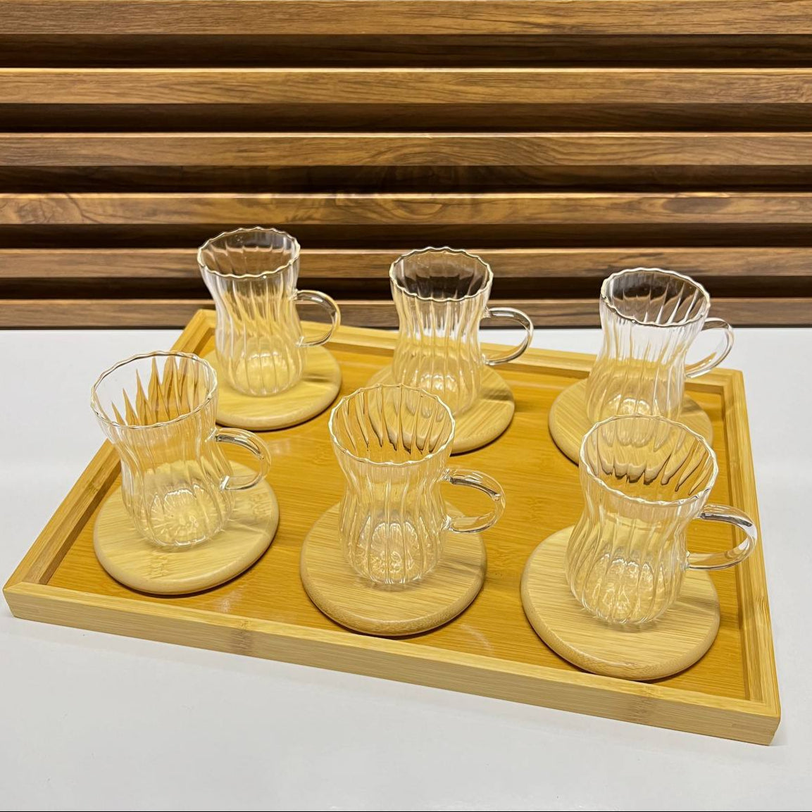 Inttox-✨ Ensemble de Tasses à Thé en Verre Borosilicaté avec Planches en Bois 🌿☕