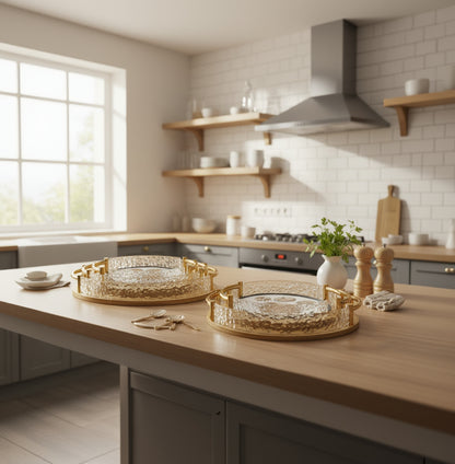 Inttox-Plateaux Ronds en Bambou INTTOX (Lot de 3)