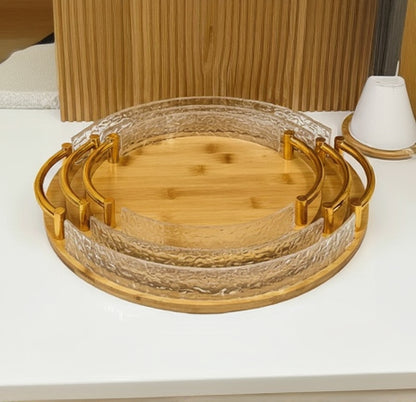 Inttox-Plateaux Ronds en Bambou INTTOX (Lot de 3)