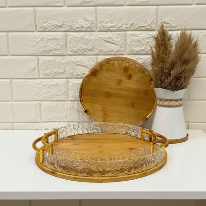 Inttox-Plateaux Ronds en Bambou INTTOX (Lot de 3)