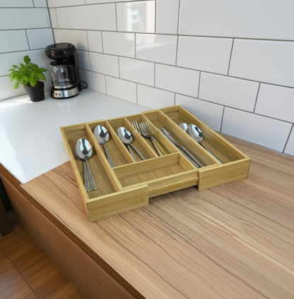 Inttox-Plateau Organisateur de Tiroir Extensible en Bambou