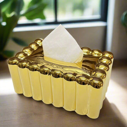Inttox-🟨 Boîte à Mouchoirs de Luxe Bicolore Doré & Blanc