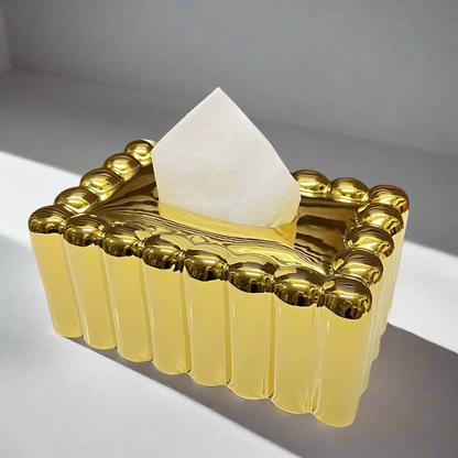Inttox-🟨 Boîte à Mouchoirs de Luxe Bicolore Doré & Blanc