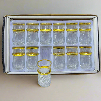 🥂 Inttox – Set de 12 Verres à Thé Marocains Colorés avec Finition Dorée ✨