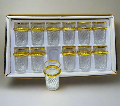 🥂 Inttox – Set de 12 Verres à Thé Marocains Colorés avec Finition Dorée ✨