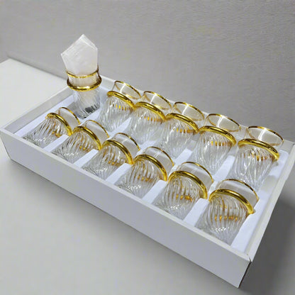 🥂 Inttox – Set de 12 Verres à Thé Marocains Colorés avec Finition Dorée ✨