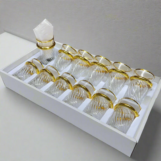 🥂 Inttox – Set de 12 Verres à Thé Marocains Colorés avec Finition Dorée ✨