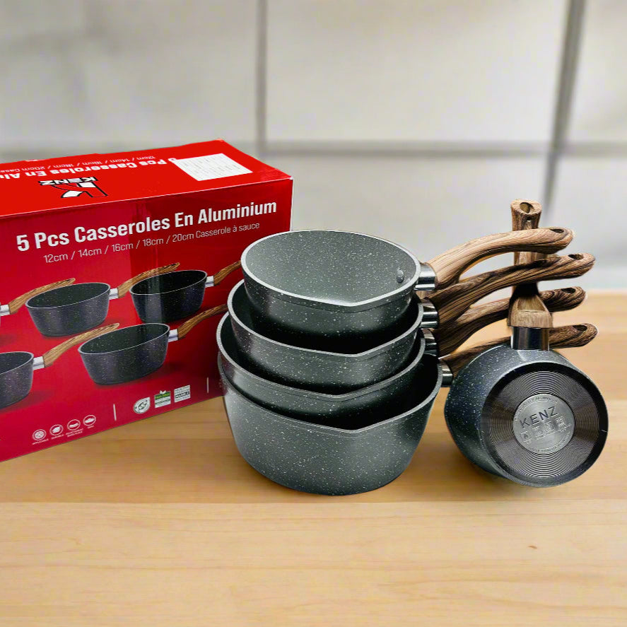 Inttox- Ensemble de 5 Casseroles en Aluminium Forgé 🪵🍲