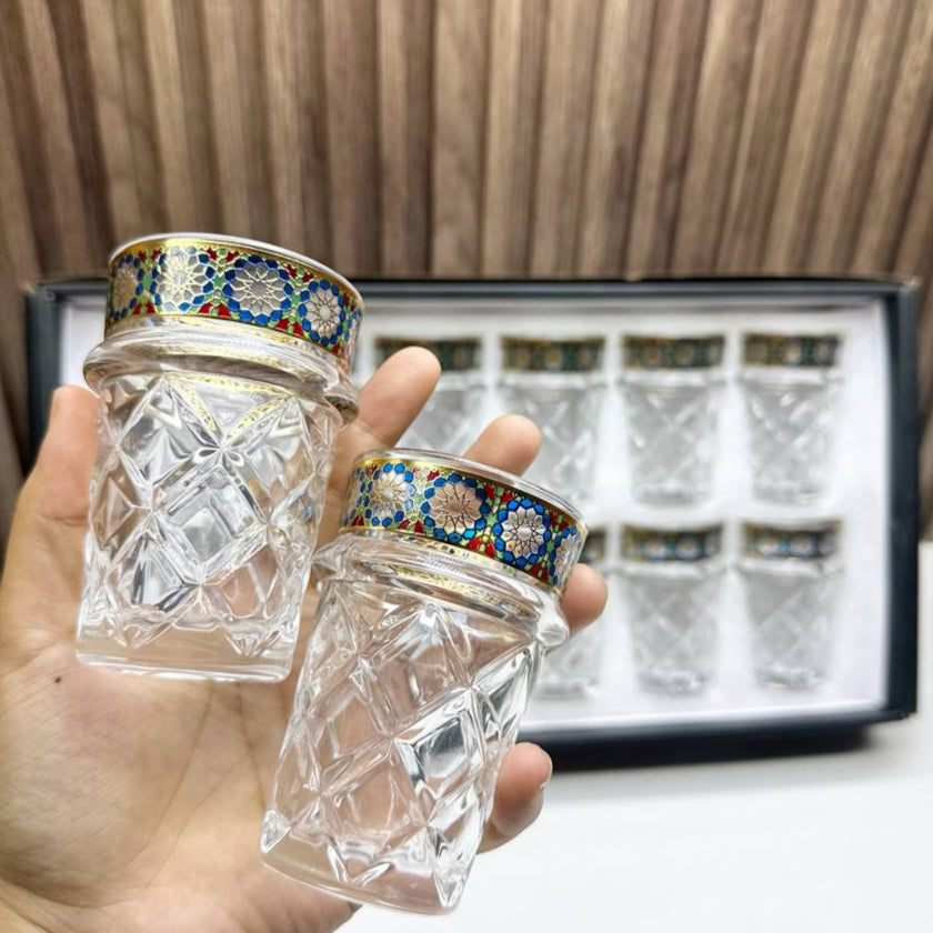 Inttox-Coffret 12 Verres à Thé en Cristal Décorés 🧿