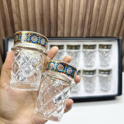 Inttox-Coffret 12 Verres à Thé en Cristal Décorés 🧿