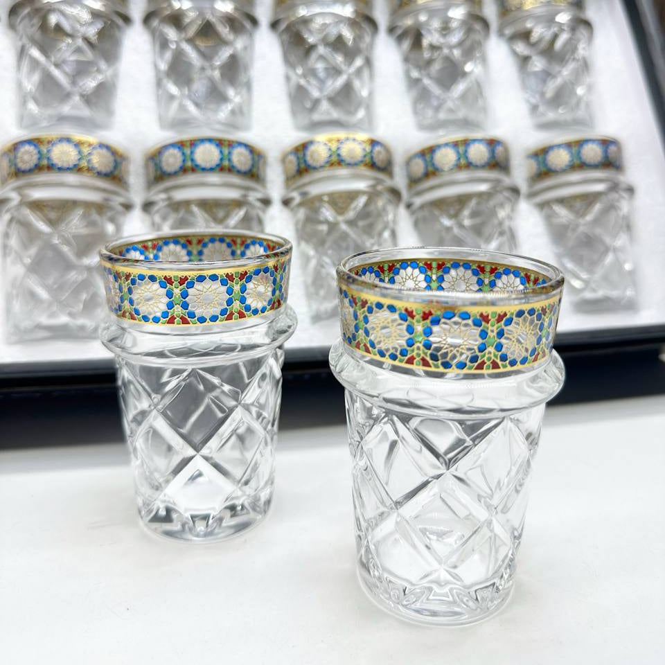 Inttox-Coffret 12 Verres à Thé en Cristal Décorés 🧿