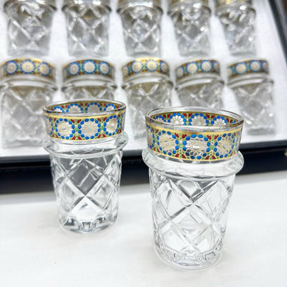 Inttox-Coffret 12 Verres à Thé en Cristal Décorés 🧿