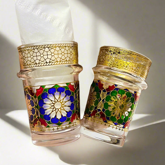 Inttox-Set de Verres à Thé Marocains en Verre Doré - Élégance et Tradition