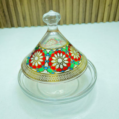 Inttox-Mini Tajine en Verre Marocain Coloré 3 piece ✨