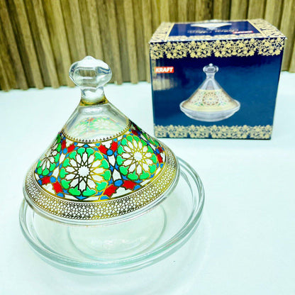 Inttox-Mini Tajine en Verre Marocain Coloré 3 piece ✨