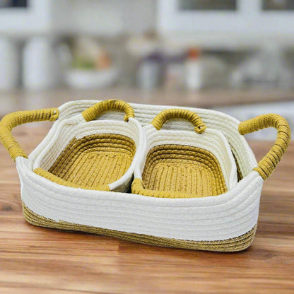 Inttox-🧺✨ Lot de 3 Paniers de Rangement en Corde de Paille & Coton avec Poignées  🌿