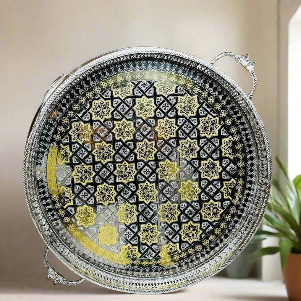 Inttox-✨ Assiette Marocaine Dorée & Argentée – Collection Inttox 🏺