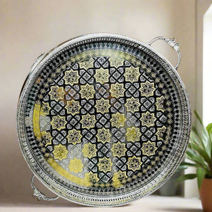 Inttox-✨ Assiette Marocaine Dorée & Argentée – Collection Inttox 🏺