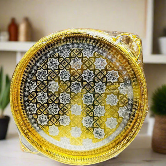 Inttox-✨ Assiette Marocaine Dorée & Argentée – Collection Inttox 🏺