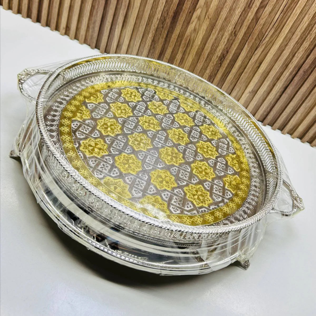 Inttox-✨ Assiette Marocaine Dorée & Argentée – Collection Inttox 🏺