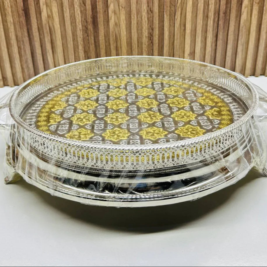 Inttox-✨ Assiette Marocaine Dorée & Argentée – Collection Inttox 🏺