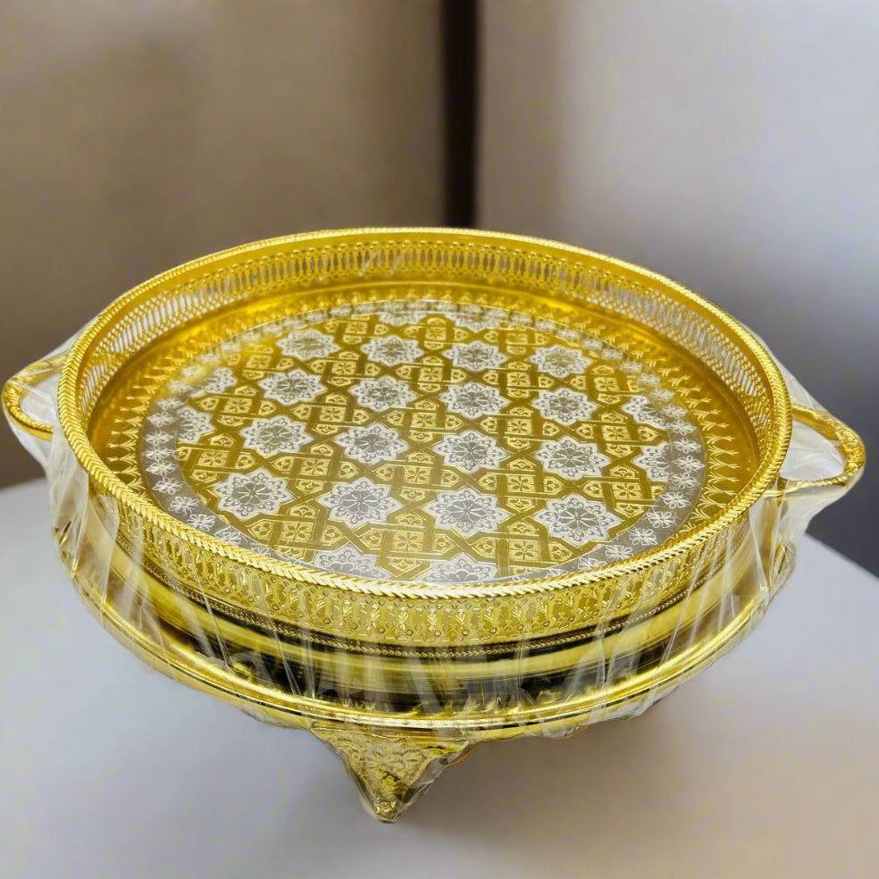 Inttox-✨ Assiette Marocaine Dorée & Argentée – Collection Inttox 🏺