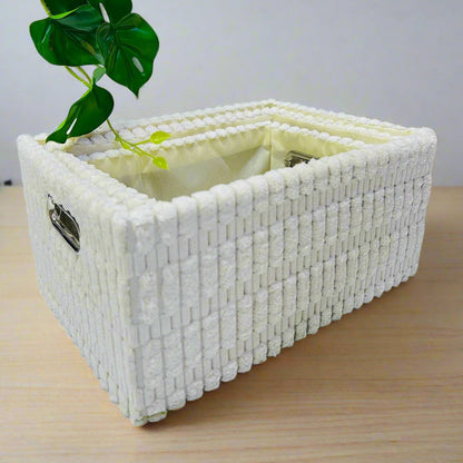 Inttox - Lot de 3 Paniers de Rangement en Tissu Texturé