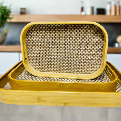 Inttox-🍵 Set de 3 Plateaux en Bois de Bambou Naturel 🍓☕