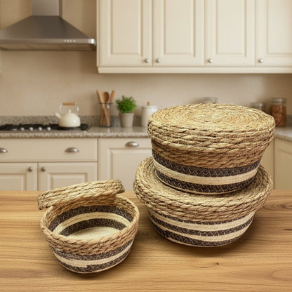 Inttox- Ensemble de paniers tressés naturels 3 piece