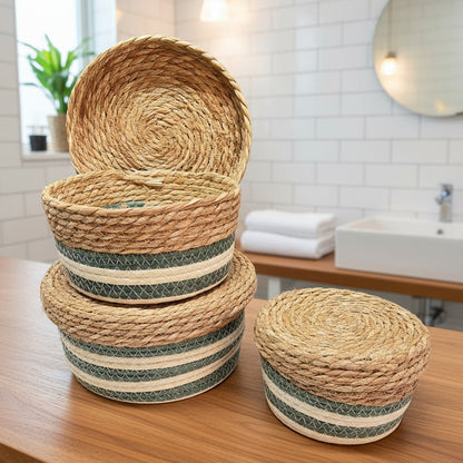 Inttox- Ensemble de paniers tressés naturels 3 piece