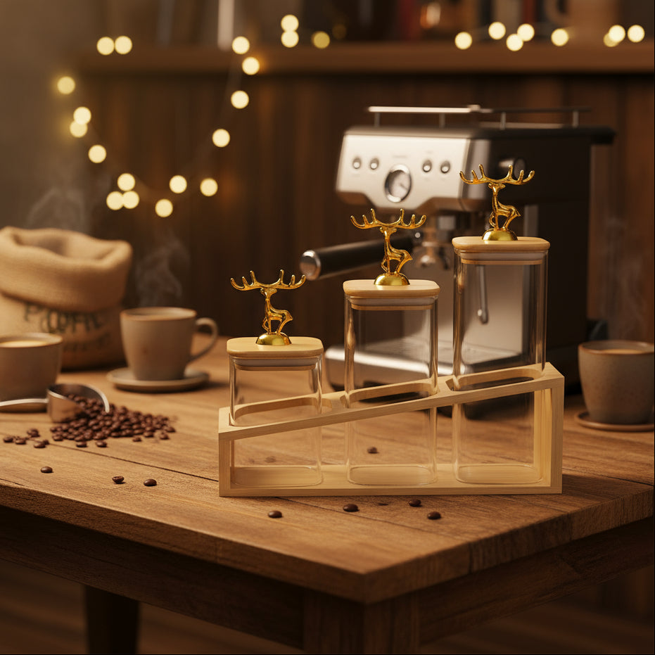 Inttox-🦌 Ensemble de pots en verre avec couvercles dorés