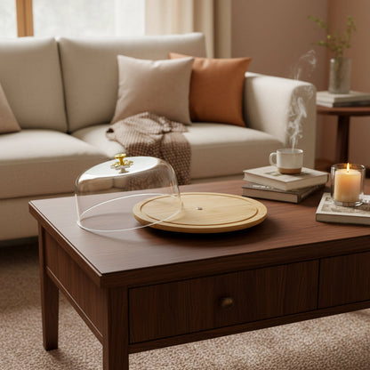 Inttox-🍰 Cloche à gâteau élégante avec base en bambou