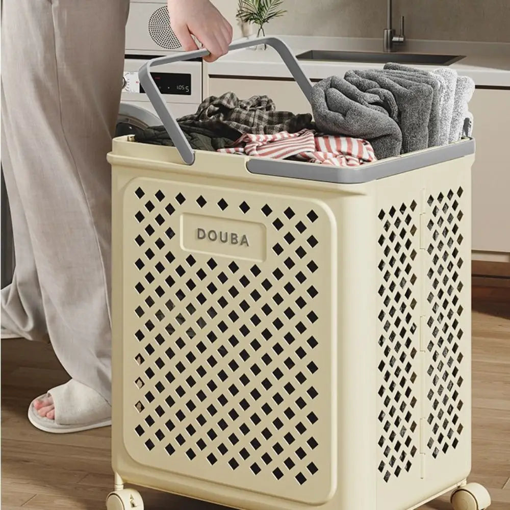 Inttox-Mir à linge pliable à roulettes – Grand panier à linge pratique et mobile