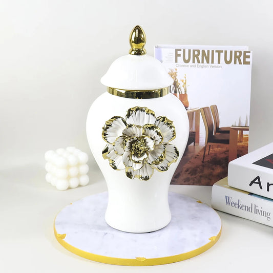 Inttox-🌹🏺 Vase Gingembre Européen de Luxe avec Rose  🌟
