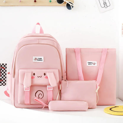 Inttox-🎒 Sac à Dos Femme Style Collégial ✨ Grande Capacité & Motif Dessin Animé 🐻🌸