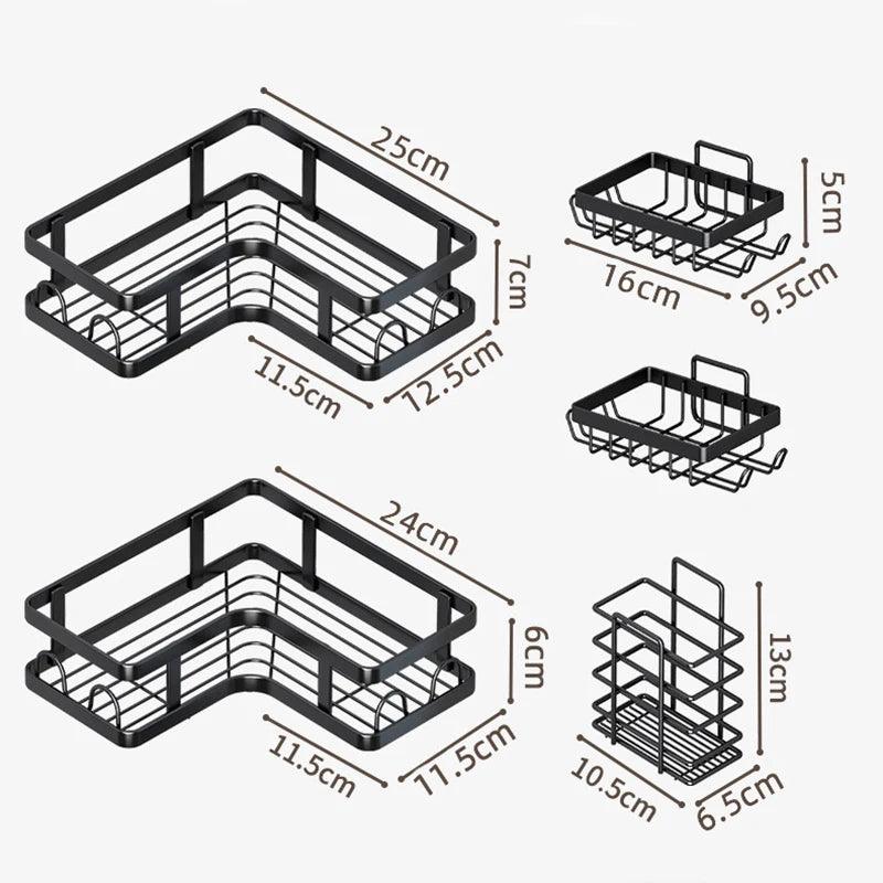 Inttox-Étagère Murale en Métal pour Salle de Bain 5 piece - Inttox