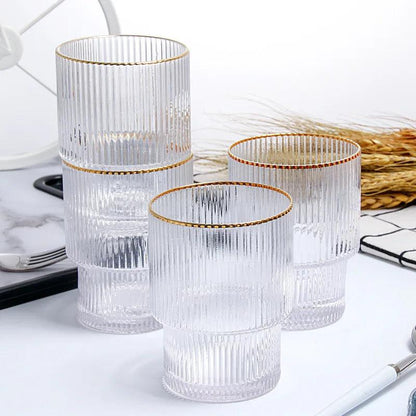 Inttox-Ensemble de 6 tasses à jus en verre moderne avec bordure dorée