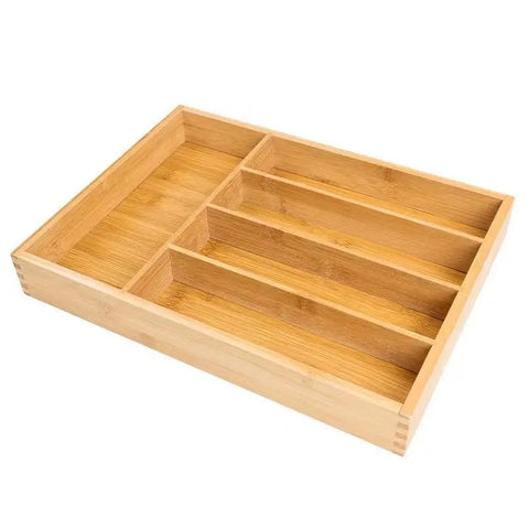 Inttox-Boîte de rangement multifonction pour couteaux et fourchettes – Grande capacité en bois