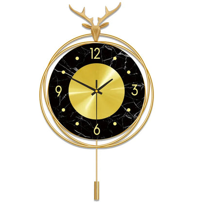 Inttox-Horloge Murale 3D en Marbre & Métal Style Nordique ⏱️✨ | Grande Pendule Décorative Murale en Cuivre