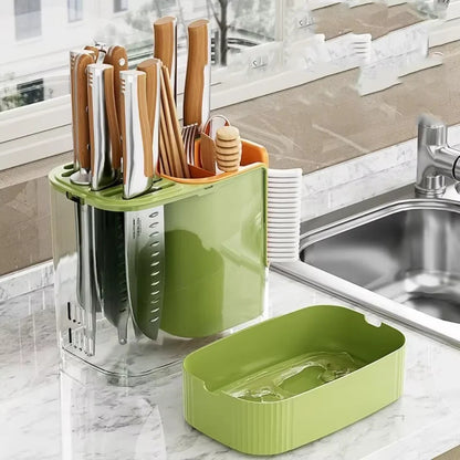 Inttox-🔪 Porte-Couteau Rotatif Multifonctionnel Cuisine 🍴🧊