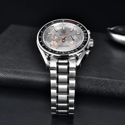 ⌚ BENYAR – Nouvelle Montre de Luxe pour Hommes 🕴️ | Quartz Haut de Gamme ⏱️ | Étanche 50M 💧 | Bracelet en Acier Inoxydable 🔩 | Chronographe Décontracté Sport 👟