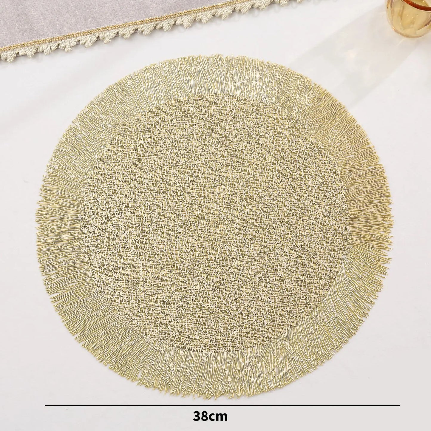 Inttox-Tapis Rond Doré en Relief – Style Européen Élégant 🏛️🍴 6 piece