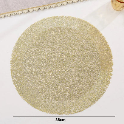 Inttox-Tapis Rond Doré en Relief – Style Européen Élégant 🏛️🍴 6 piece