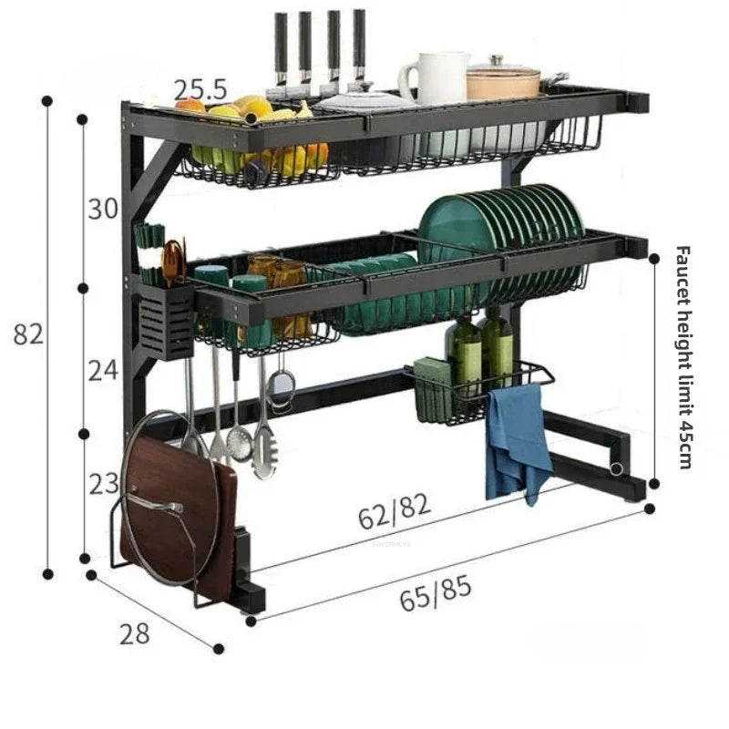 Inttox-Grand Organisateur Extensible en Acier Inoxydable 2 étage