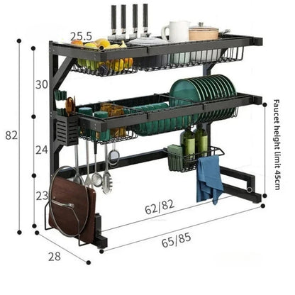 Inttox-Grand Organisateur Extensible en Acier Inoxydable 2 étage