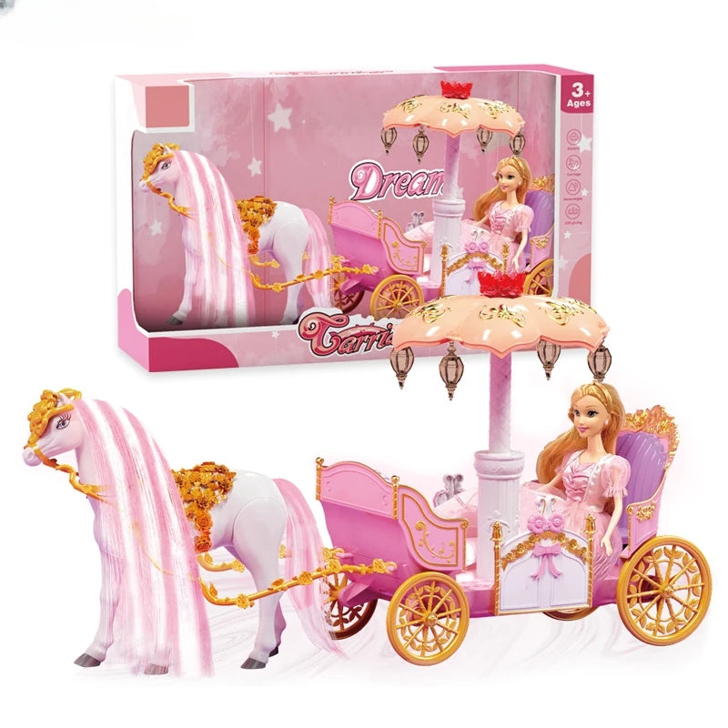 Inttox- 🌟 Poupée Princesse avec Chariot à Cheval 🎠