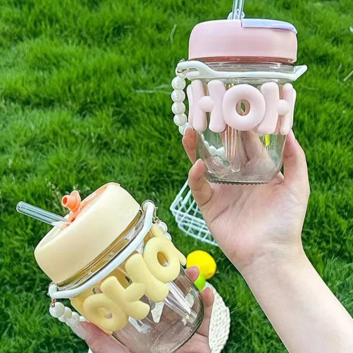 Inttox-💎 Tasse en Verre avec Chaîne de Perles – 4 piece  💎