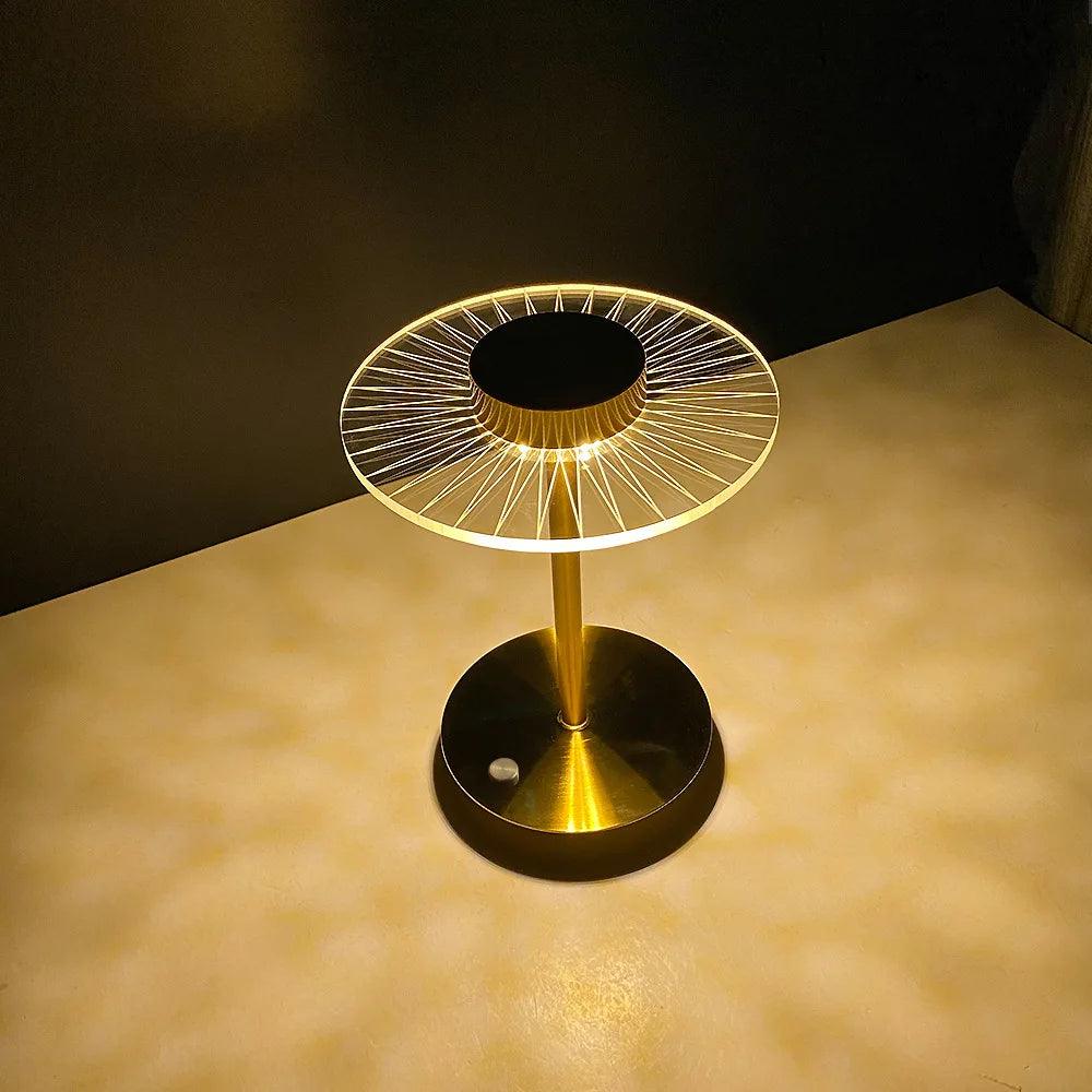 Inttox-Lampe de Table LED en Métal Rayé Lotus à Commande Tactile