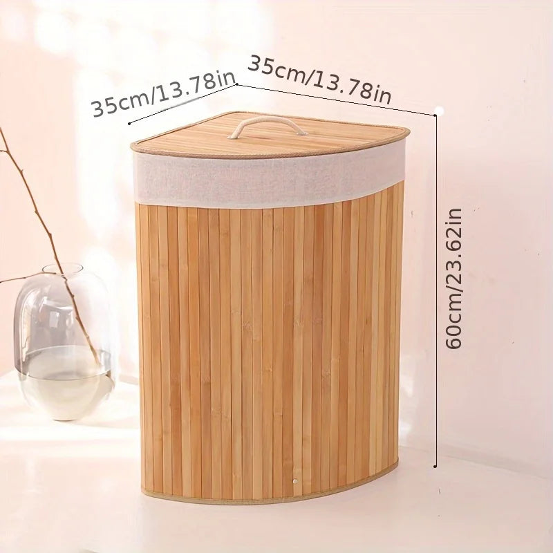 Inttox-🧺 Panier à Linge Sale Pliable en Bambou – Avec Couvercle | Organisation Maison & Buanderie ♻️✨